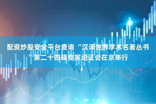 配资炒股安全平台查询 “汉译世界学术名著丛书”第二十四辑专家论证会在京举行